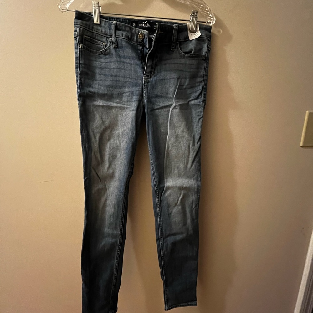 Hollister Blue Skinny Jeans with Distressed Look